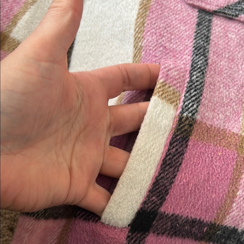 Pink Plaid Button-Up Jacket - Picture 3 of 4